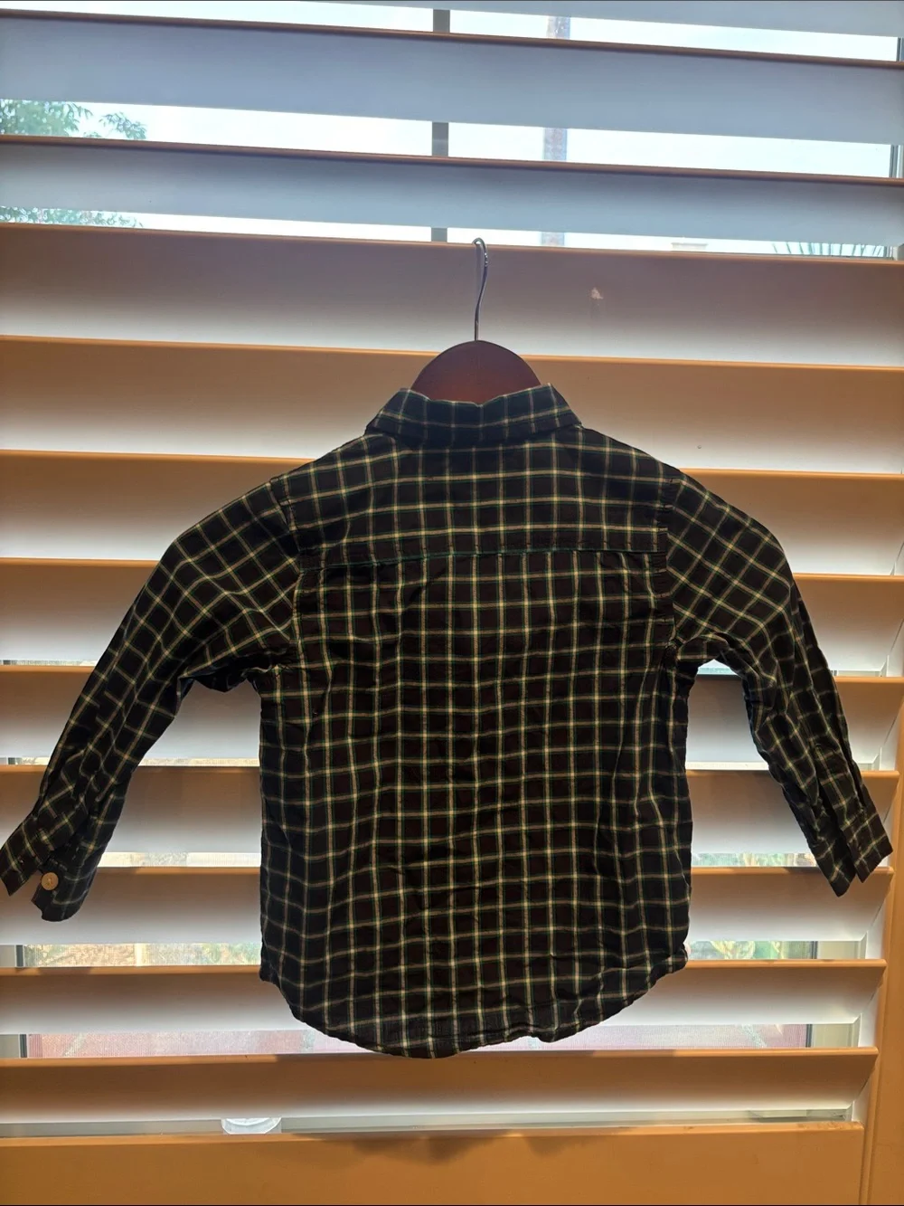 Gymboree Navy and Green Plaid Button-Down Shirt. 3T